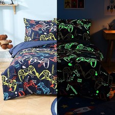 Glow in The Dark Kids Comforter Set, 7 Piece Full Size Bed in a Bag for Boys,...