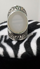 Women Silver Color Stone Ring Size 7