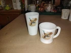 Fire King Game Bird Mallard Duck Cup & Tumbler Set Vintage Milk Glass USA