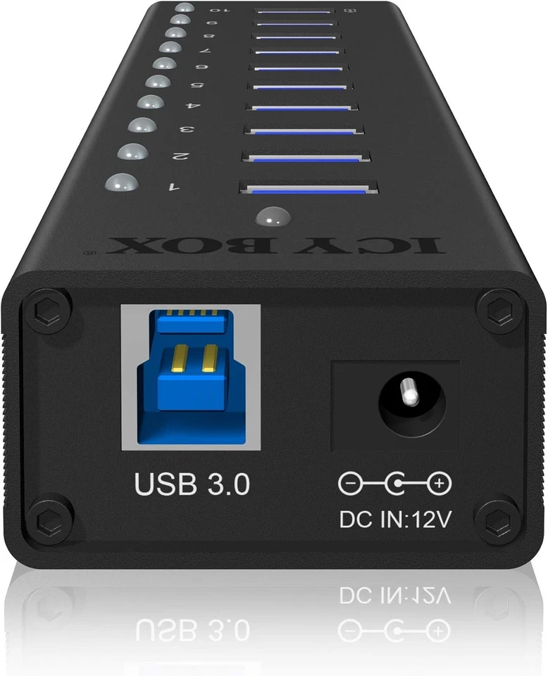 Icybox IB-AC6110 10 Port USB 3.0 Hub (UK IMPORT) - Image 3 of 4