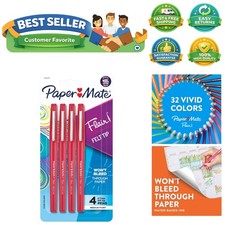 Flair Felt Tip Pens Medium Point 0.7mm Red 4 count