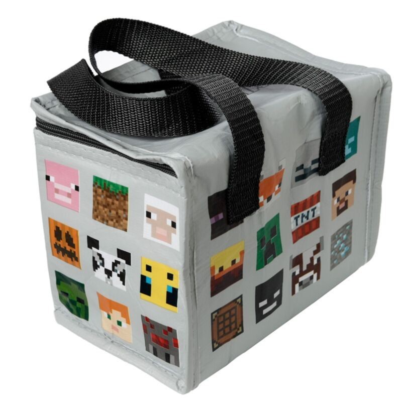 Minecraft Faces RPET Insulated Cool Bag Kids Lunch Bag Reusable Zip Tote
