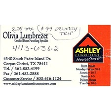 Ashley Furniture Homestore Olivia Lumbrezer Corpus Christi TX Card STK2-BC5-3