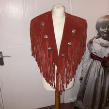 Real Suede Authentic Cowboy Style Americana Fringed,Vest, Western Style