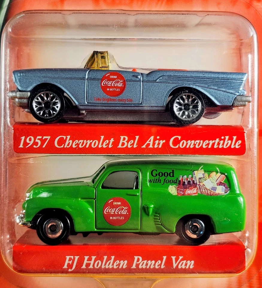 Matchbox '50s Coca Cola '57 Chevy Bel Air Convertible & FJ Holden Panel Van 1/64 - Image 2 of 3