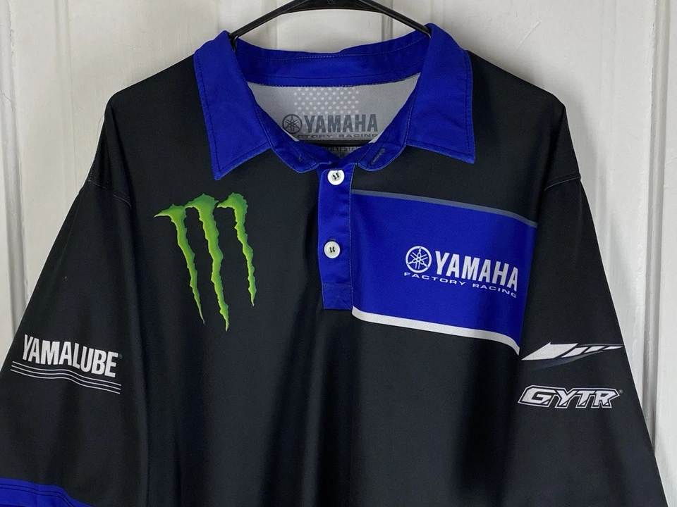 2XL 雅马哈工厂赛车队黑色短袖 Polo 衫带赞助商标志 — 第 4/4 张图片
