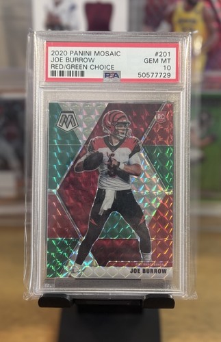 2020 Panini Mosaic β’ JOE BURROW (RC) PSA 10 Red Green Choice Prizm Rookie π₯π₯