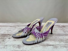 Vintage 1980s Purple Woven Stiletto High Heels Open Toe Stanley Philipson AS IS