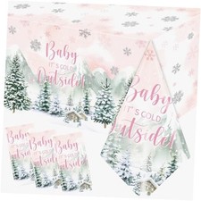 Winter Woodland Plastic Tablecloth - 3pcs Rectangle Table Cover for Baby
