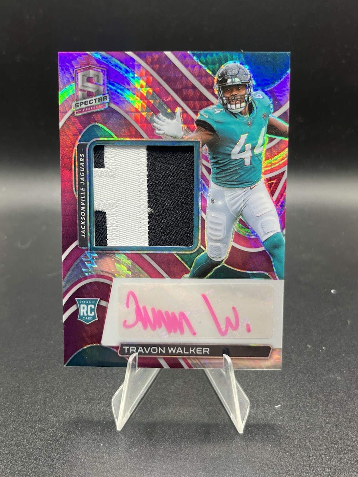 2022 Panini Spectra Travon Walker Rookie Patch Auto Pink Hyper SSP #'d 06/25