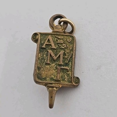 Vtg AMR Alpha Mu Gamma Fraternity Sorority Gold Tone Lapel Pin