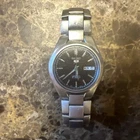 Vintage Men’s Seiko 5 Watch Brown Face Exhibition Back Stainless Steel Band