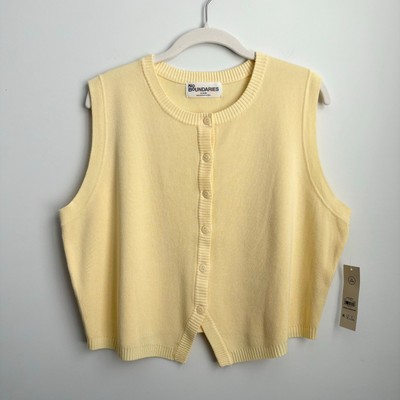 No Boundaries Lightweight Knit Butter Yellow Button Front Sleeveless Vest Top