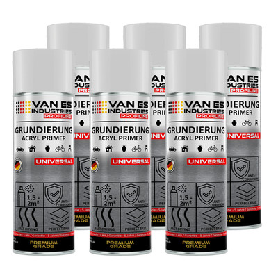 6x Grundlack 400ml weiß matt Sprühlack Lackspray Haftgrund Grundierspray Filler