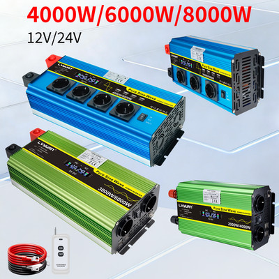 8000W 6000W 4000W Reiner Sinus Wechselrichter 12V 24V 230V Spannungswandler LED