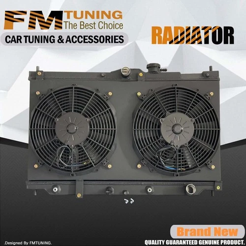 Aluminum Radiator + Fan Shroud For 1990-1996 Honda Accord Prelude 2.2L L4 AT MT