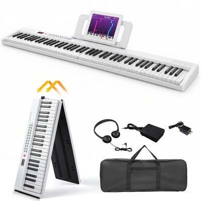 88-Tasten Halbgewichteten Digitalpiano Faltbar E-Klaviatur mit Kopfhörer Pedal