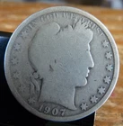 1907- O Silver Barber HALF DOLLAR 50c