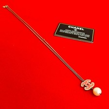 Chanel Coco Mark Swing Pearl Necklace Women Gold One Size