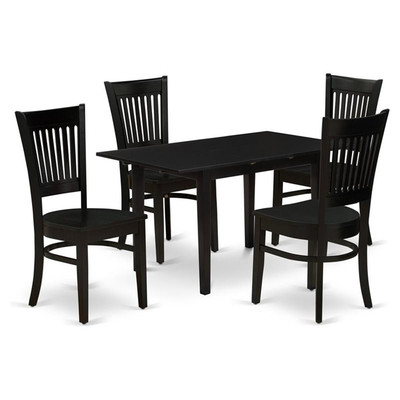 East West Furniture Norden 5-piece Traditional Wood Dining Table Set in Black