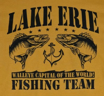 New Nos WALLEYE CAPITAL OF THE WORLD LAKE ERIE FISHING TEAM T-Shirt Adult Large