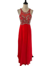 Dave  Johnny Sleeveless Rhinestoned Embellished Formal Prom Gown 0