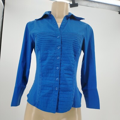 Zac & Rachel Women's Button Up Shirt Blouse ~ Sz PS ~  Blue ~ Long Sleeve