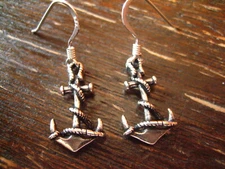 Maritime Anchor Earrings Dangle Chandeliers 925 Silver New for Pirate and Sea Bear