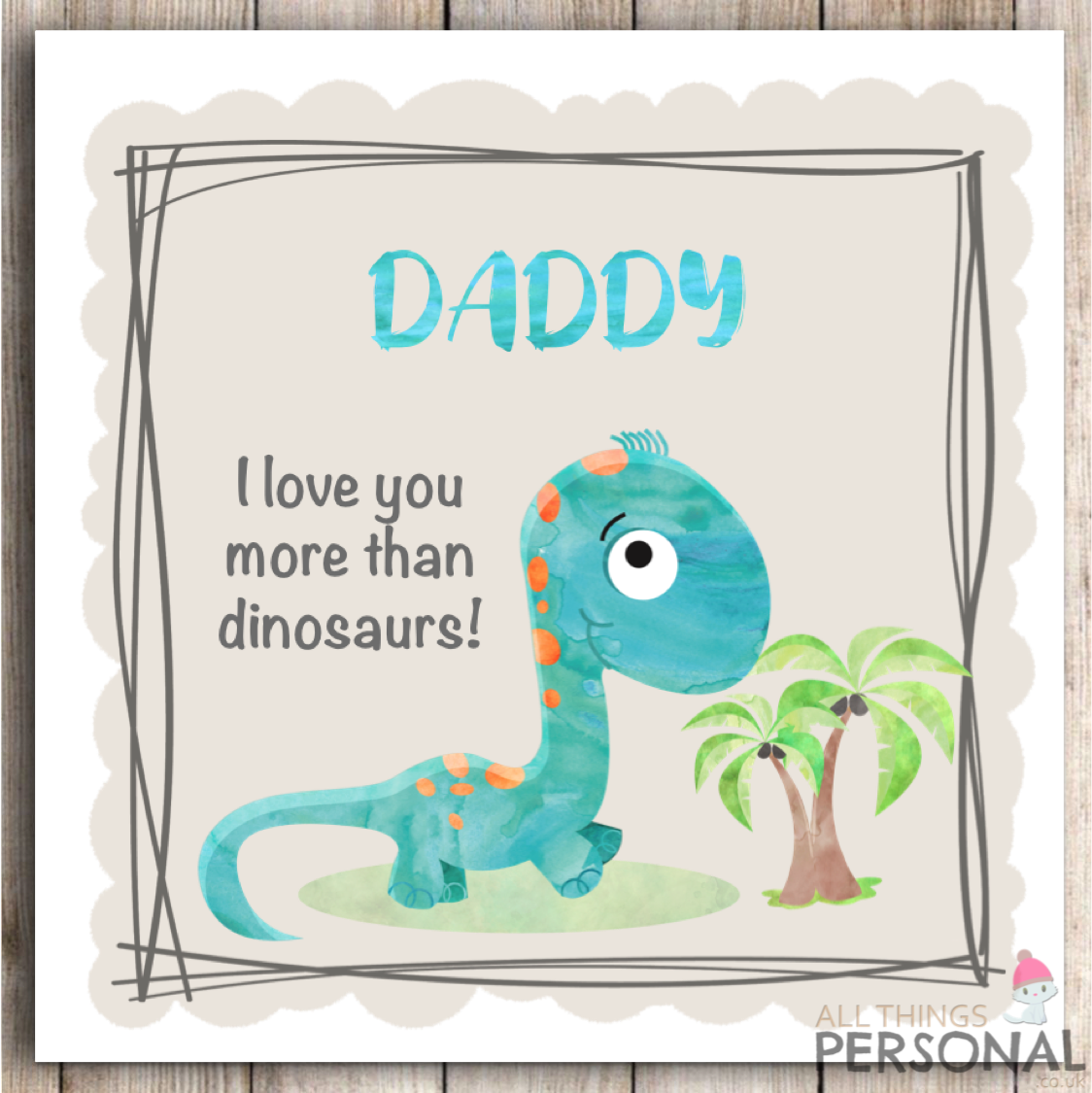 Dinosaur Father's Day Card Dinosaurs Birthday Card Fathers Day Daddy Christmas