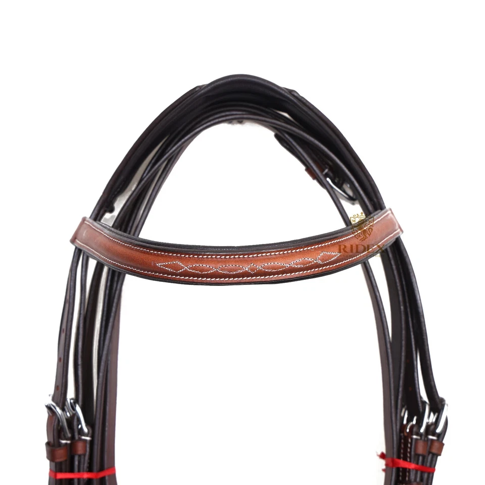 Peça de cabeça anatômica couro marrom fantasia freio de cavalo com enchimento macio - Imagem 4 de 4