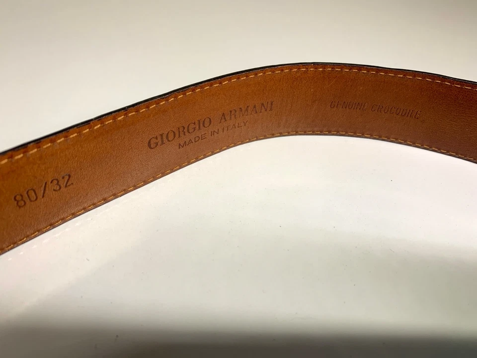 Raro Cinturón de Cocodrilo Genuino Giorgio Armani con Hebilla de Plata de Ley Talla 32 Foto 2 de 4
