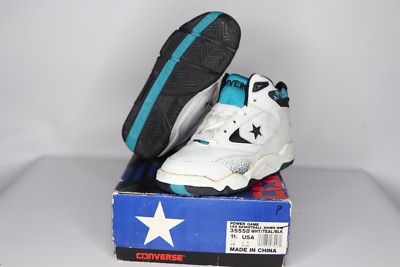 NOS Vtg 90s Converse Power Game Lea Mid Basketball Shoes Sneakers