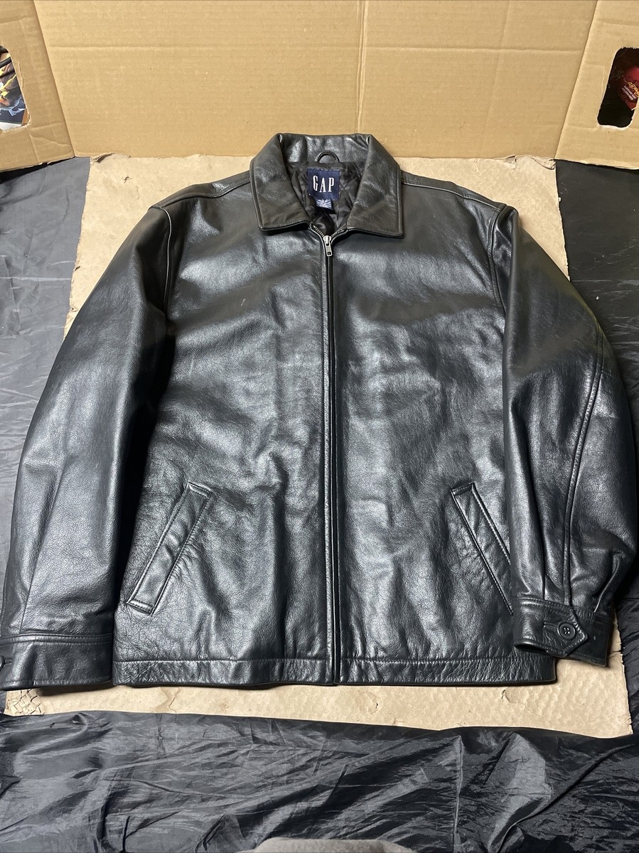 old gap leather jacket 90s