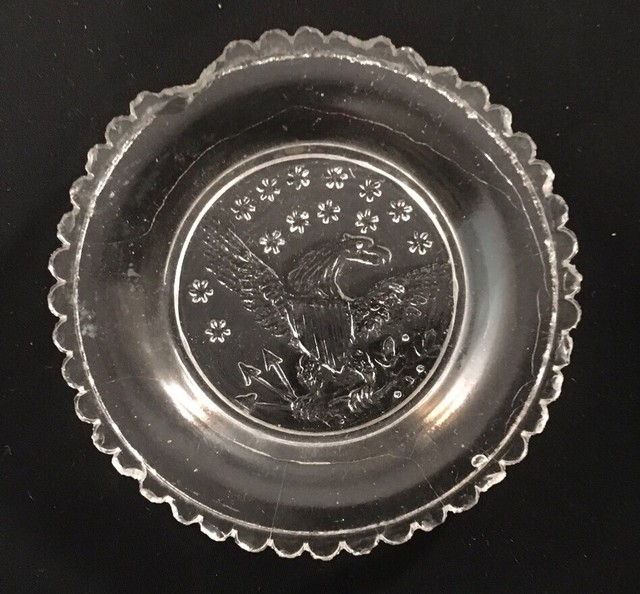 ANTIQUE SANDWICH AMERICAN GLASS CUP PLATE LEE 680 EAGLE GROUP eBay