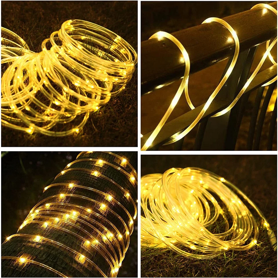 Solar LED String Lights Rope Tube Fairy Outdoor Garden Waterproof Camping Decor - Image 3 of 4