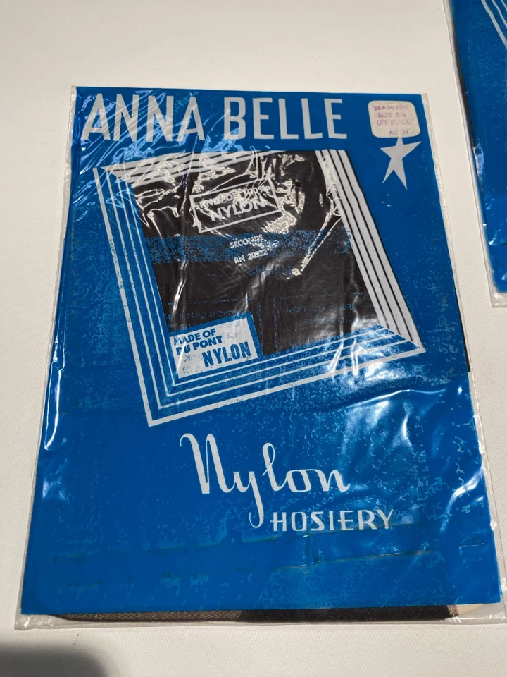 5 pares de medias vintage de nailon Annabelle de 8 1/2" x 30" malla negra DERECHA SEXY Foto 3 de 4