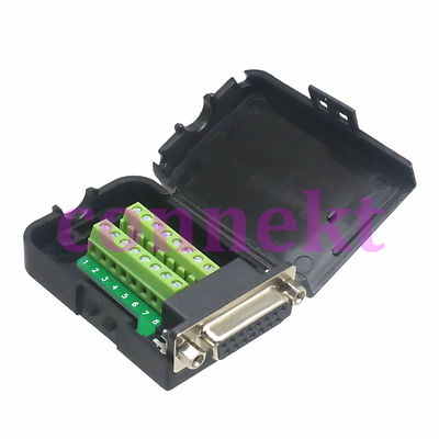DB15 2-Row female jack D-Sub Connector 3+9 line Terminal Board Plastic Cover nut