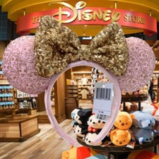 Pink Gold Minnie Mouse Bow Princess Ears Mickey Disney Parks Headband Girl Ears