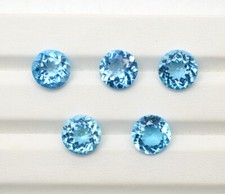 Natural Swiss Blue Topaz 10mm Round Brilliant Cut AAA Grade Eye Clean Gemstone