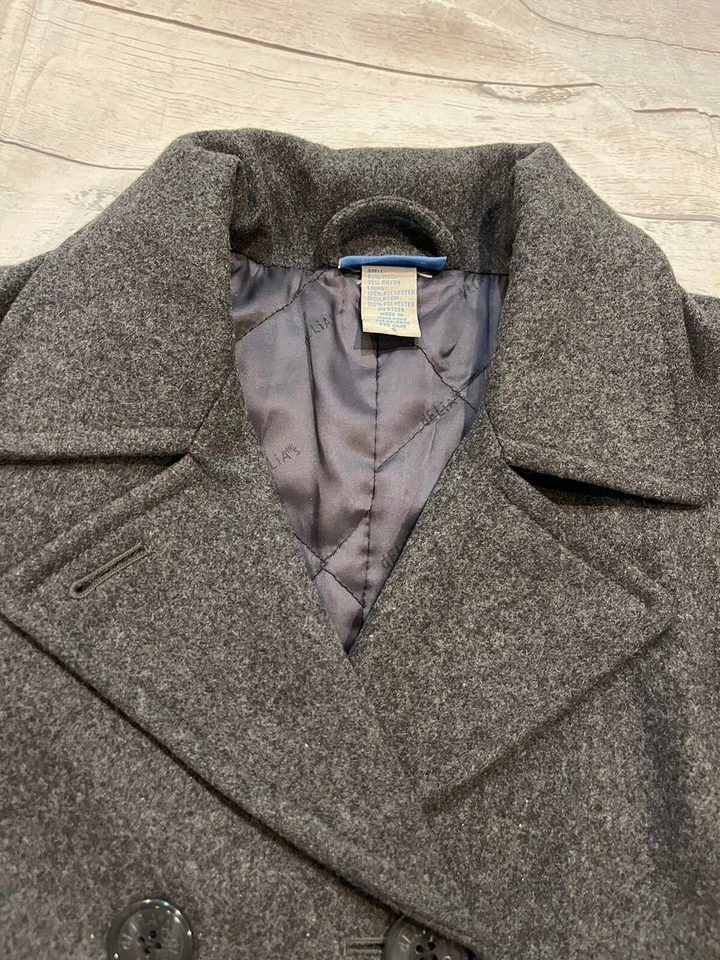 Abrigo dELiAs Mujer Talla Pequeña Mezcla Lana Gris Doble Pecho Chaqueta Como Está Foto 4 de 4