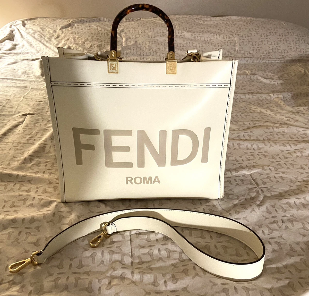 Fendi Sunshine Shopper in Vanilla With 2 Strap Choices (Medium)