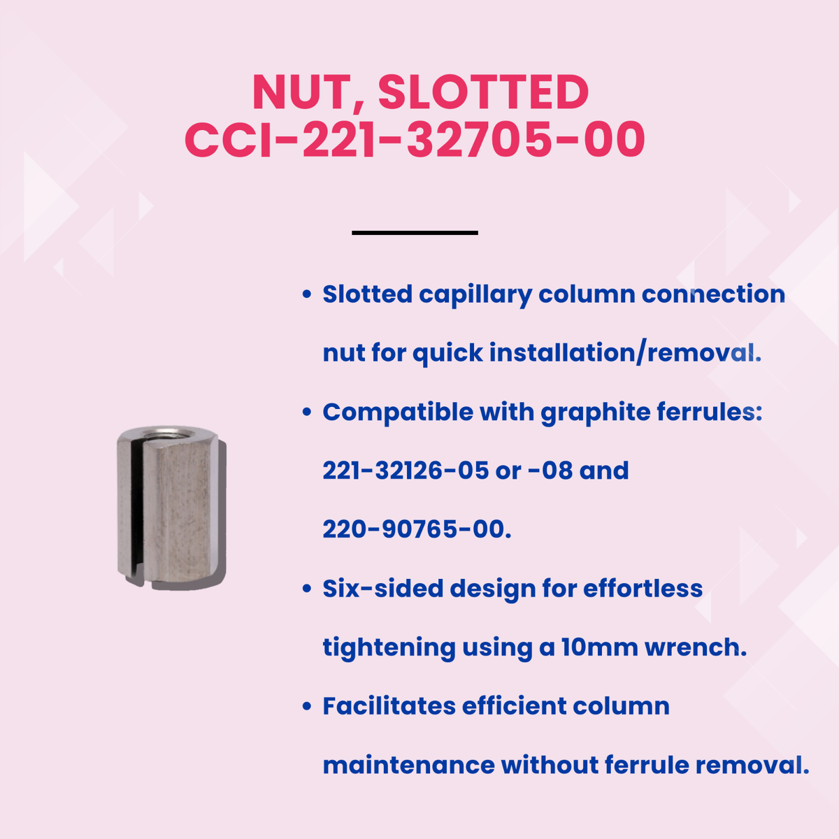 10 pkt NUT, SLOTTED, 6 SIDED, CAPILLARY, GC14/17/2010/2014