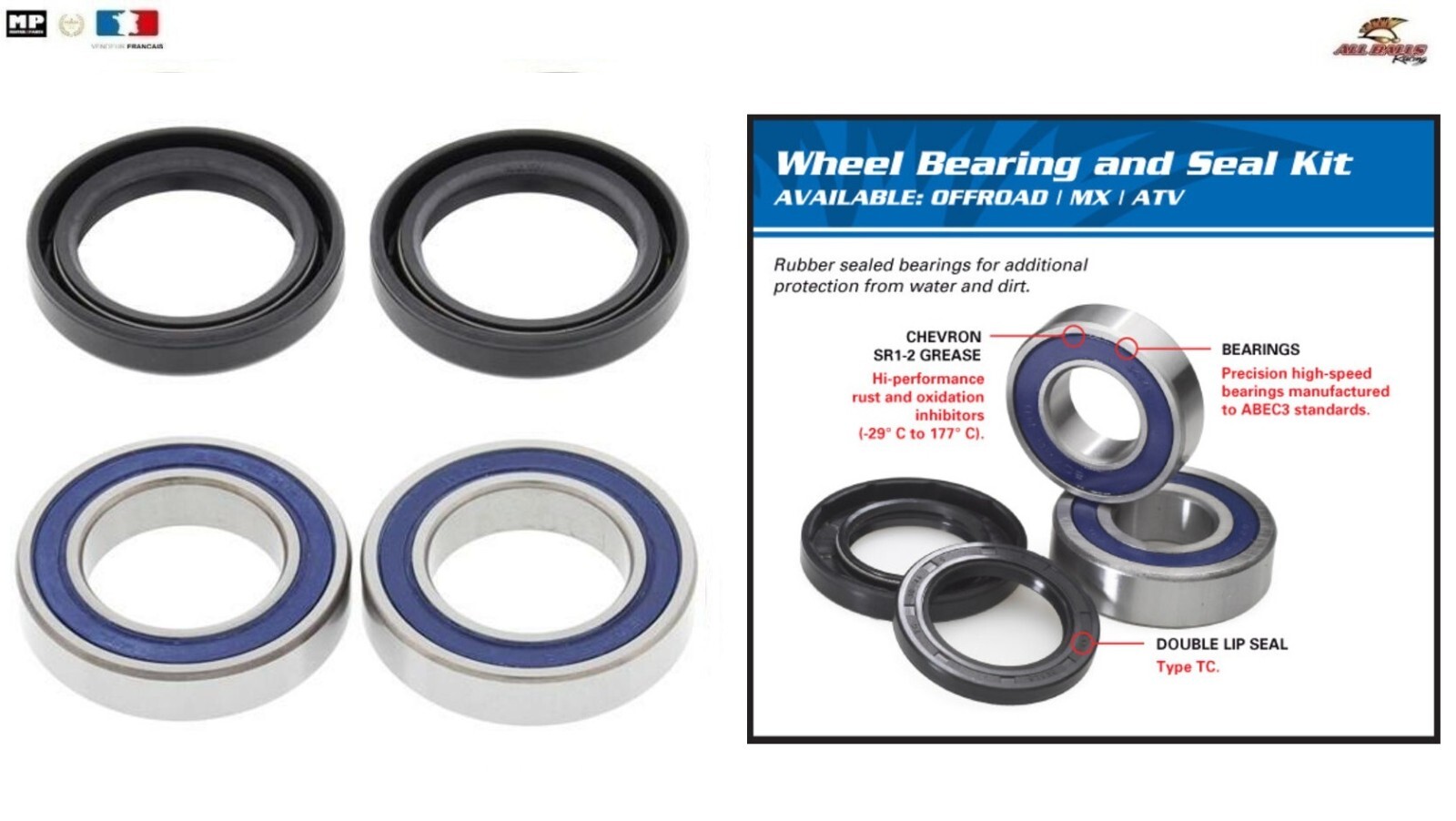 Roulement roue avant 25-1364 Gas-Gas MC250 04-09 kit de rechange