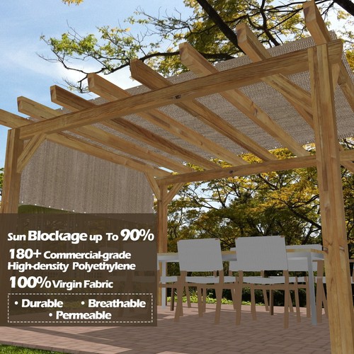 Breathable Pergola Sun Shade Privacy Cover Panel Patio Canopy w/ Grommets Walnut - Picture 7 of 8