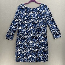 J Crew Mercantile Dress Womens Large Blue Shift Floral Long Sleeve Viscose