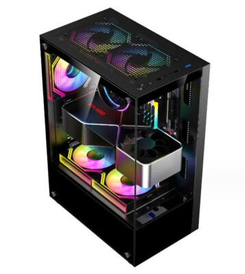 PJP+ + Tower Gaming  -Glas Pc Gehäuse USB 3.0 ATX ,Tower schwarz+5 RGB Fans