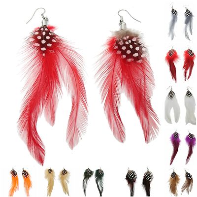Feder Ohrringe Ohrstecker Earring  Boho Vintage Indianer Look Hippie