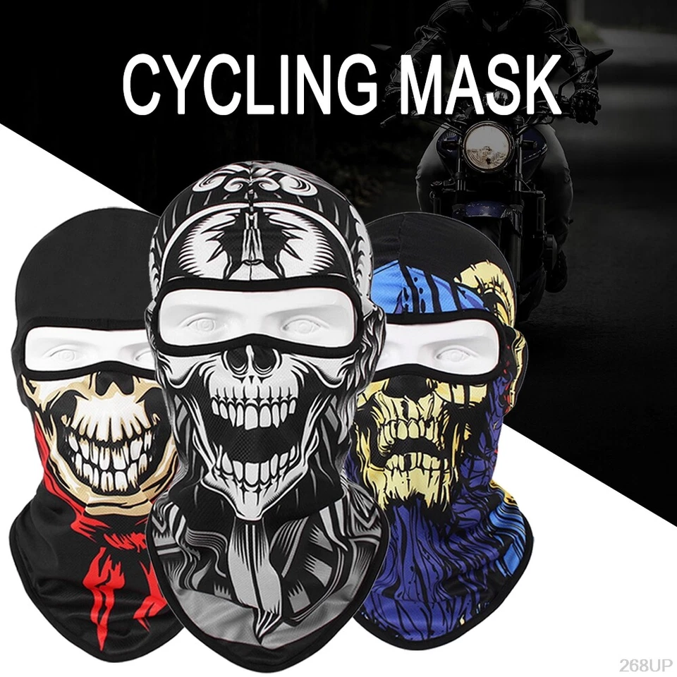 Tactical Skull Ghost Printed Full Face Mask Balaclava Halloween Ski Motorcycle - Image 2 of 4
