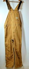 Carhartt R01 BRN Men's 38x31 Duck Bib Double Knee Front Overalls Brown Workwear