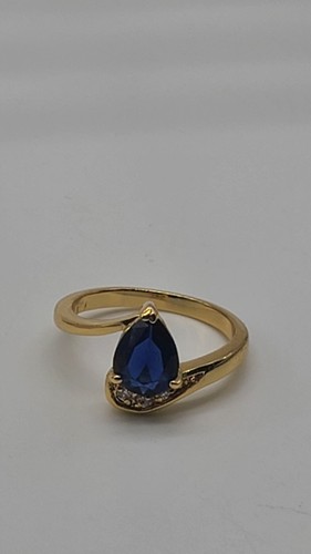 Gorgeous Lab Created Blue Sapphire Yellow Gold Pl Ring, SIZE 8 - Picture 6 of 6